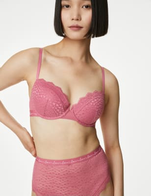 3pk Lace & Mesh Wired Balcony Bras A-E Image 2 of 7
