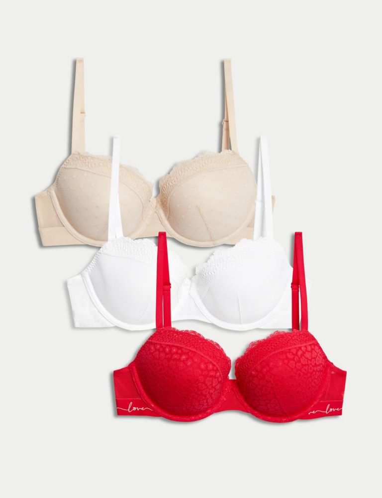 Shop Set of 2 - Mesh Detail Push Up Balconette Bra with Hook and