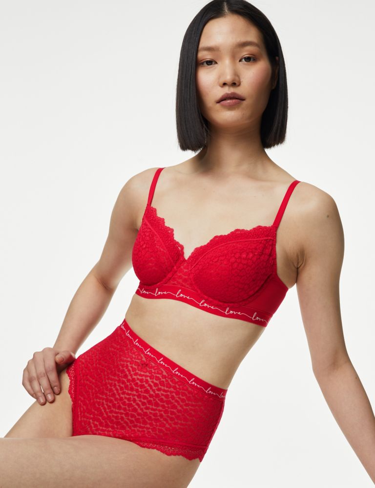 Lace Design Red Bra and Mesh Panties Set – Cup Cakes Lingeries