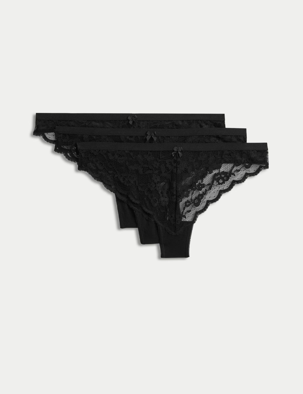 New Look 3 pack lace thong in black