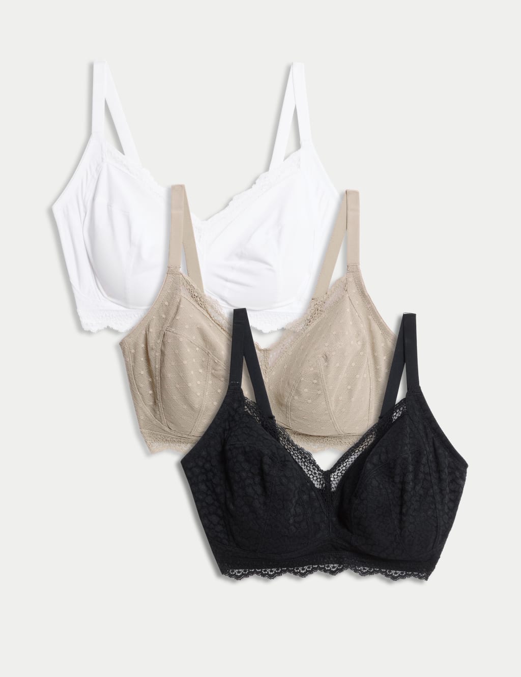 MARKS & SPENCER Lace Non-Padded Bralette F-H T334786FWHITE (40H) Women  Everyday Non Padded Bra - Buy MARKS & SPENCER Lace Non-Padded Bralette F-H  T334786FWHITE (40H) Women Everyday Non Padded Bra Online at