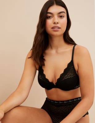 3pk Lace Trim Wired Plunge Bras A-E Image 2 of 9