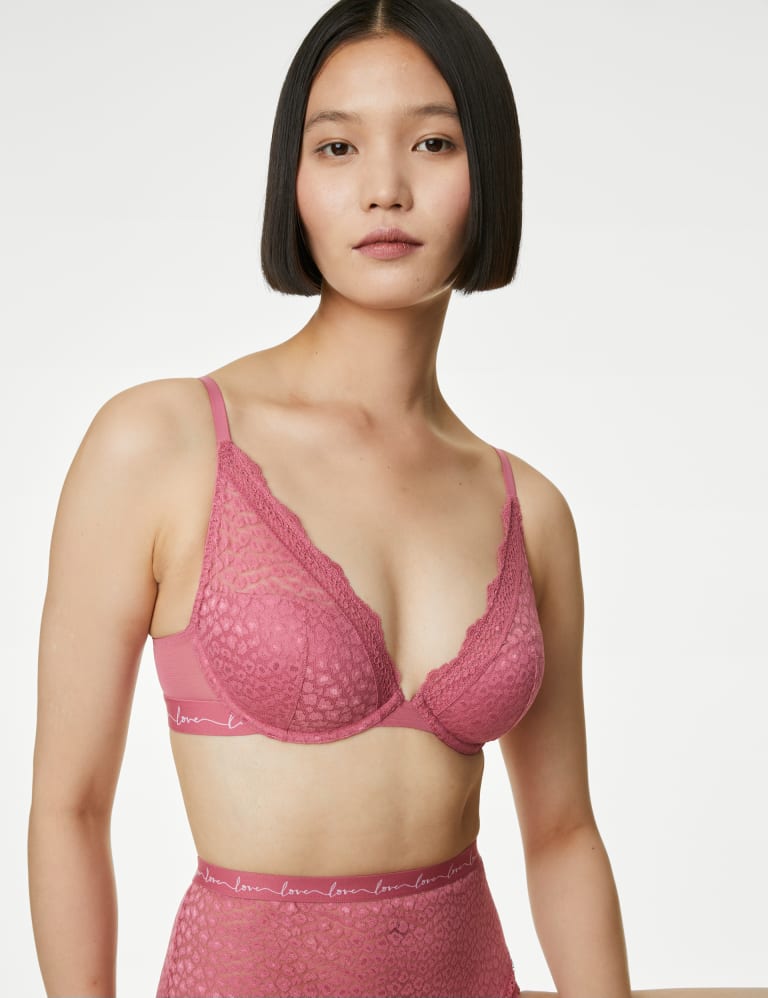 3pk Lace Trim Wired Plunge Bras A E M S Collection M S