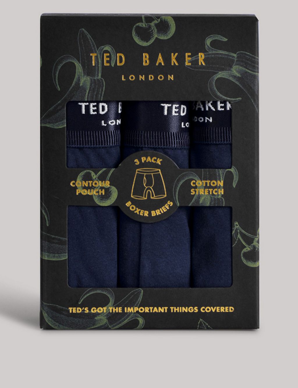 3pk Longer Length Cotton Rich Trunks | Ted Baker | M&S