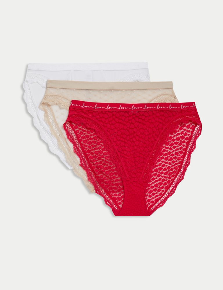 Womens Red 3pk Multi Lace Thongs