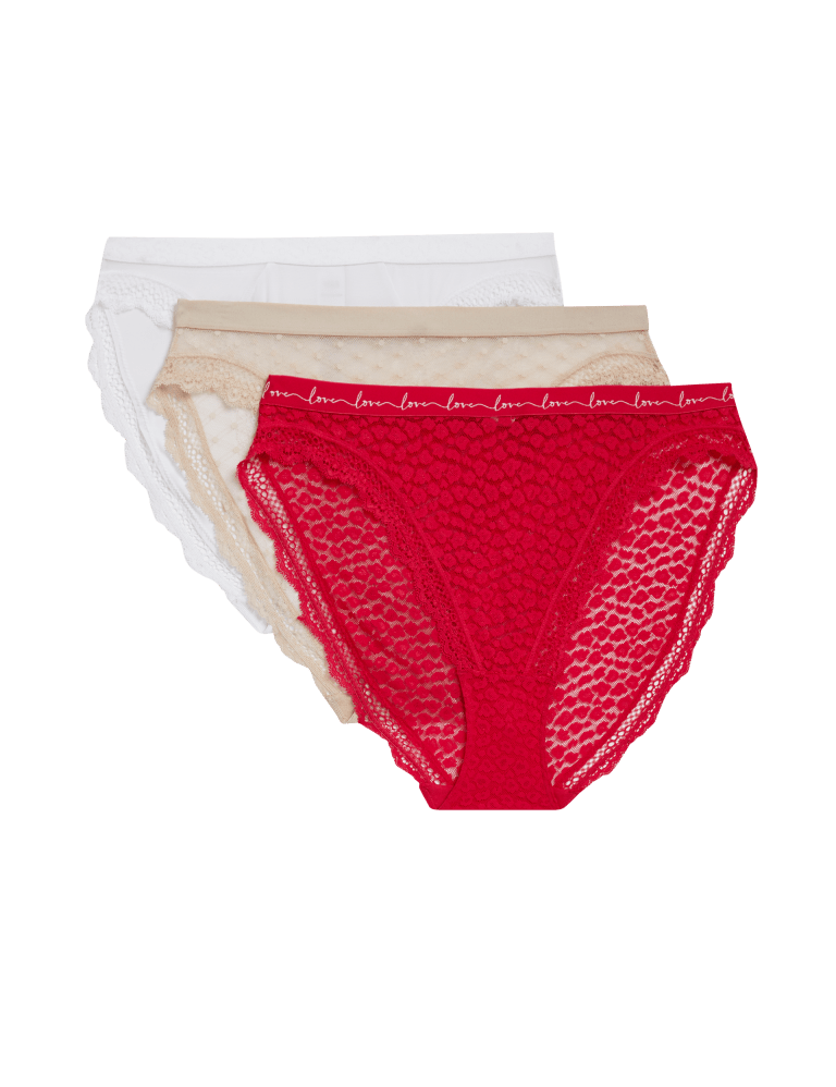 3pk Mesh Lace High Leg Knickers M S Collection M S