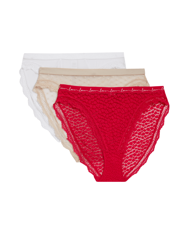 3pk Lace High Waisted High Leg Knickers