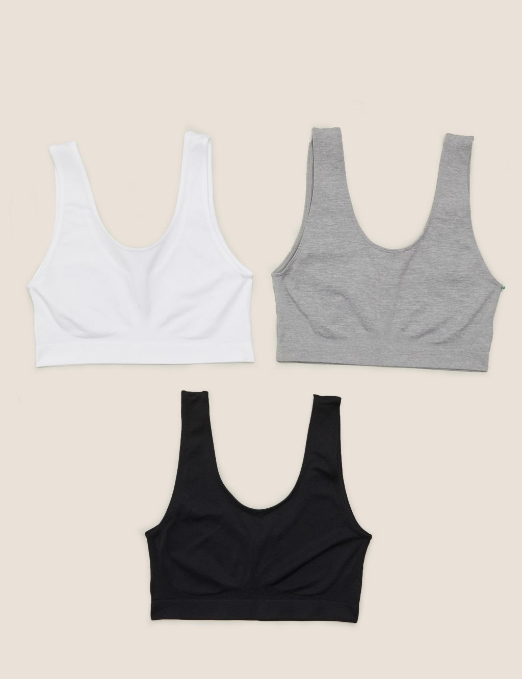 Bargain catcher - AD M&S COLLECTION 3pk Seamless Non Wired Crop Tops Was  £18 Now £12.60