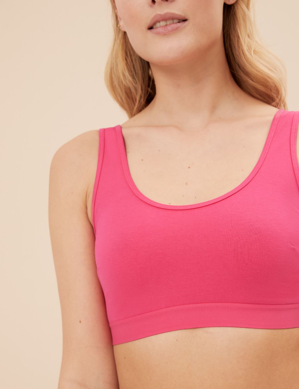 3pk Non Wired Crop Tops, M&S Collection