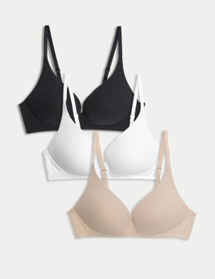 M&S Womens 3pk Non Wired T-Shirt Bras A-E - 30DD - Opaline Mix, Opaline  Mix,Soft Pink, £20.00