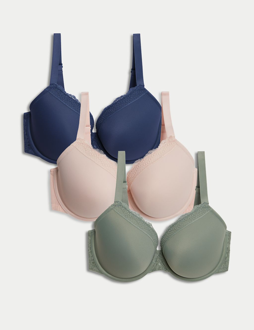 3pk Padded Wired Plunge Bras F-H 3 of 7