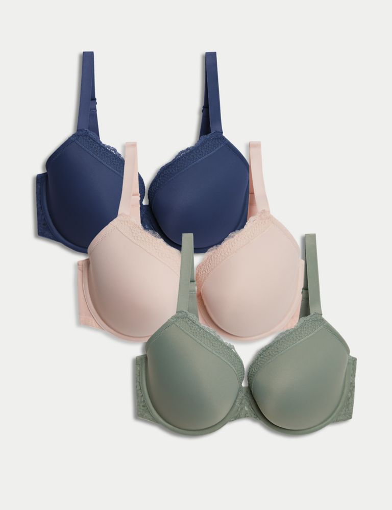 3pk Padded Wired Plunge Bras F-H 1 of 7