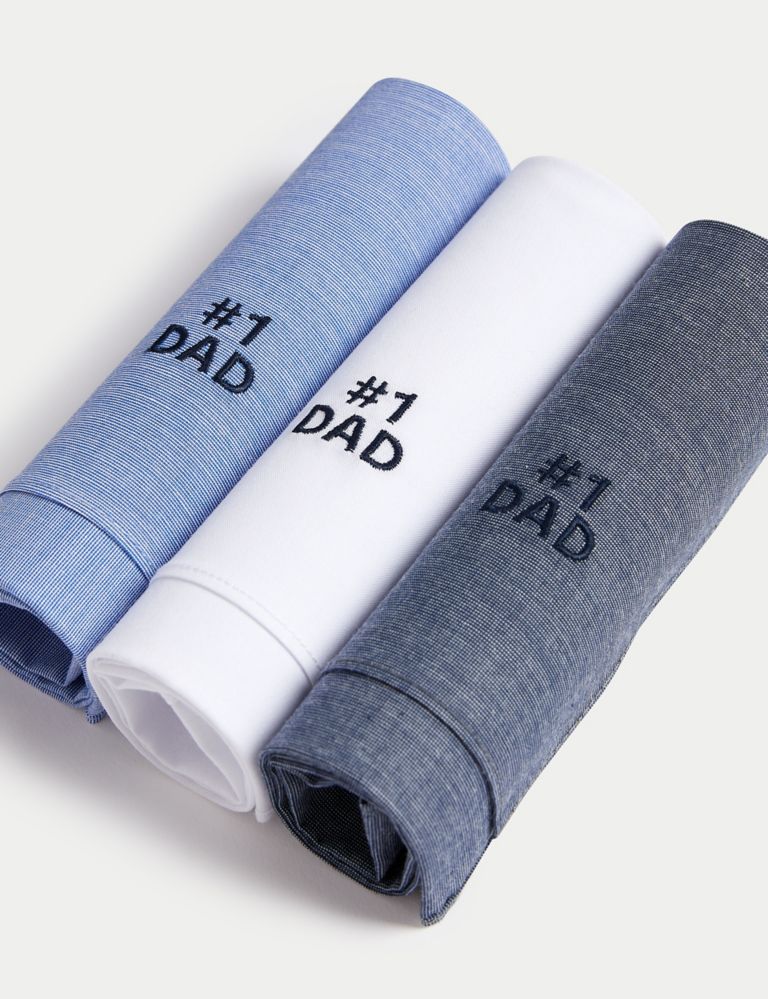 3pk Pure Cotton #1 Dad Handkerchiefs 3 of 3