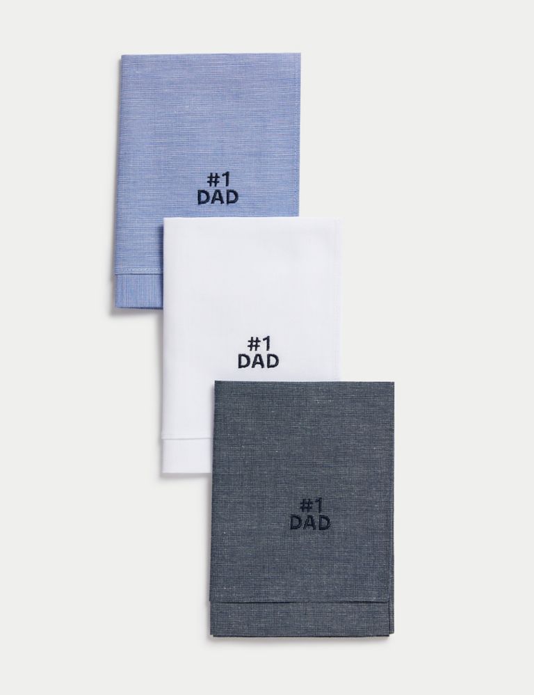 3pk Pure Cotton #1 Dad Handkerchiefs 2 of 3