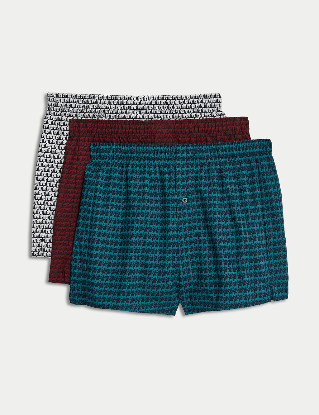 3pk Pure Cotton Animal Print Woven Boxers | M&S Collection | M&S