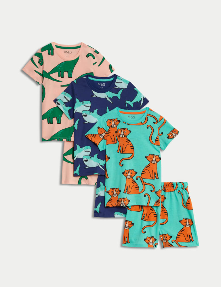 3pk Pure Cotton Animal Pyjama Sets 1 8 Yrs