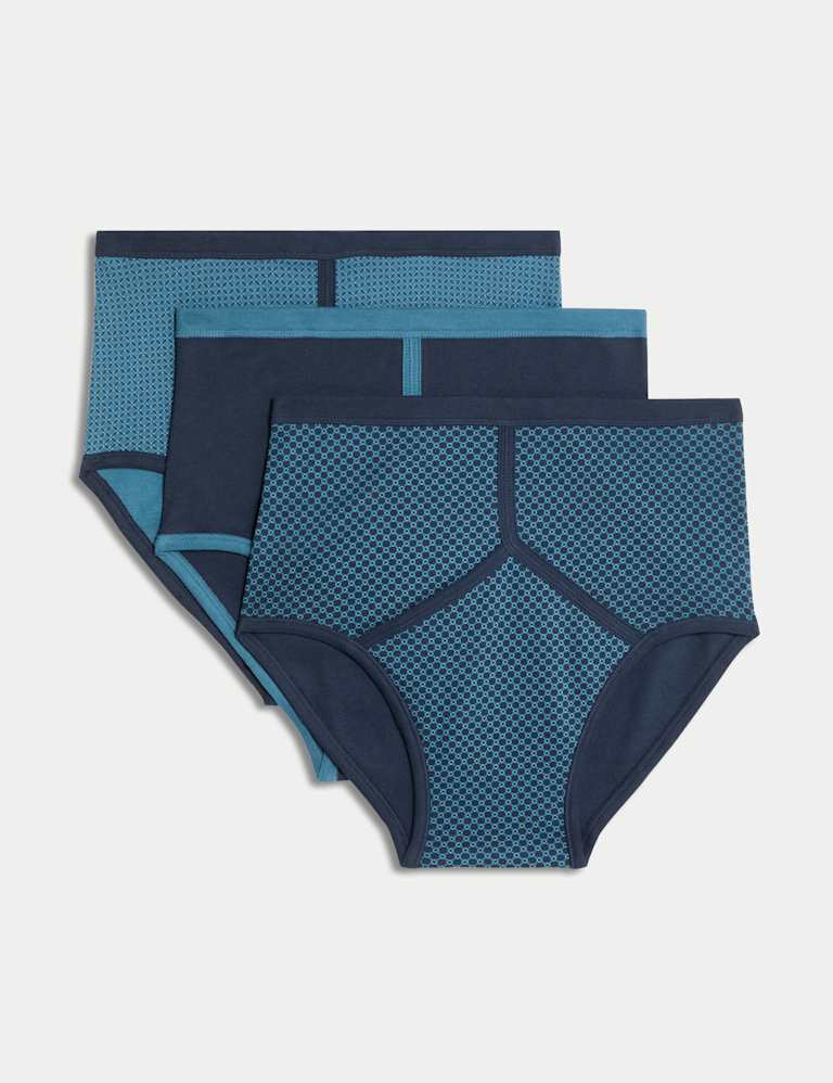 3pk Pure Cotton Assorted Pattern Briefs, M&S Collection