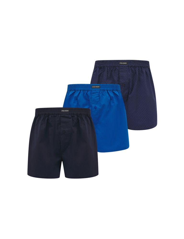 3pk Pure Cotton Assorted Woven Boxers 1 of 4