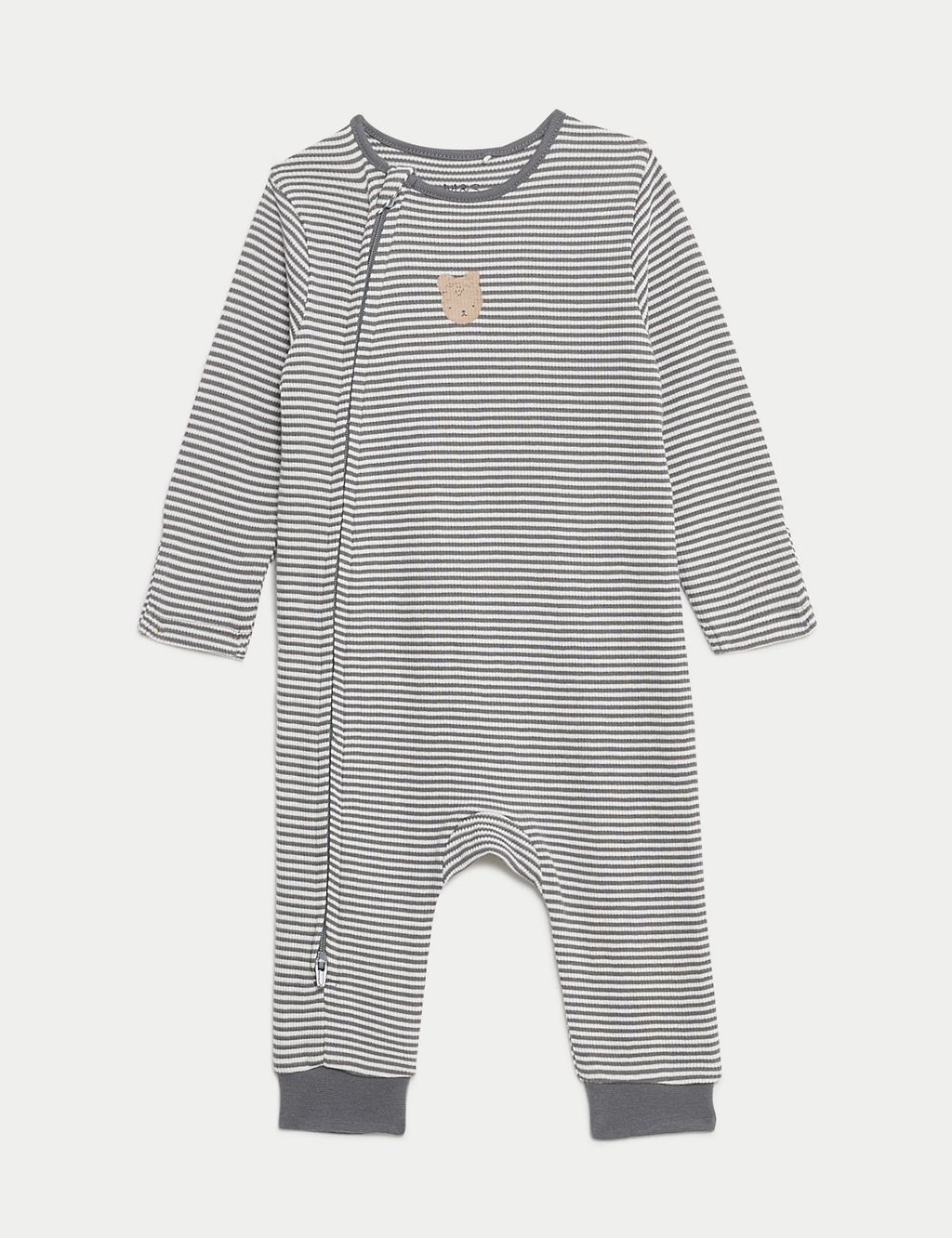 3pk Pure Cotton Bear & Striped Sleepsuits (6½lbs-3 Yrs) 1 of 4
