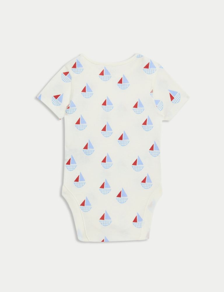 3pk Pure Cotton Boat Bodysuits (0-3 Yrs) 3 of 4