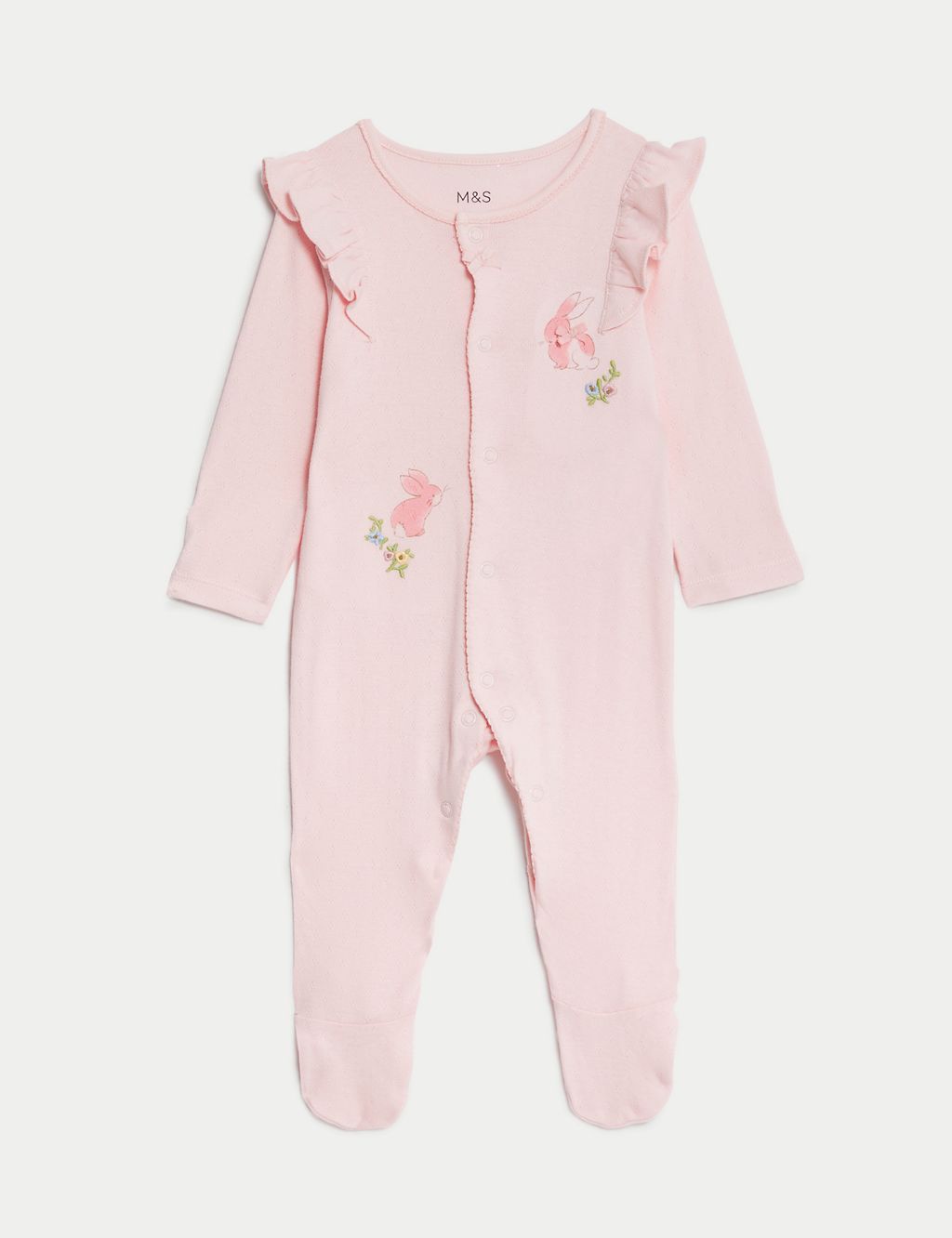 3pk Pure Cotton Bunny & Floral Sleepsuits (6½lbs-3 Yrs) 1 of 5