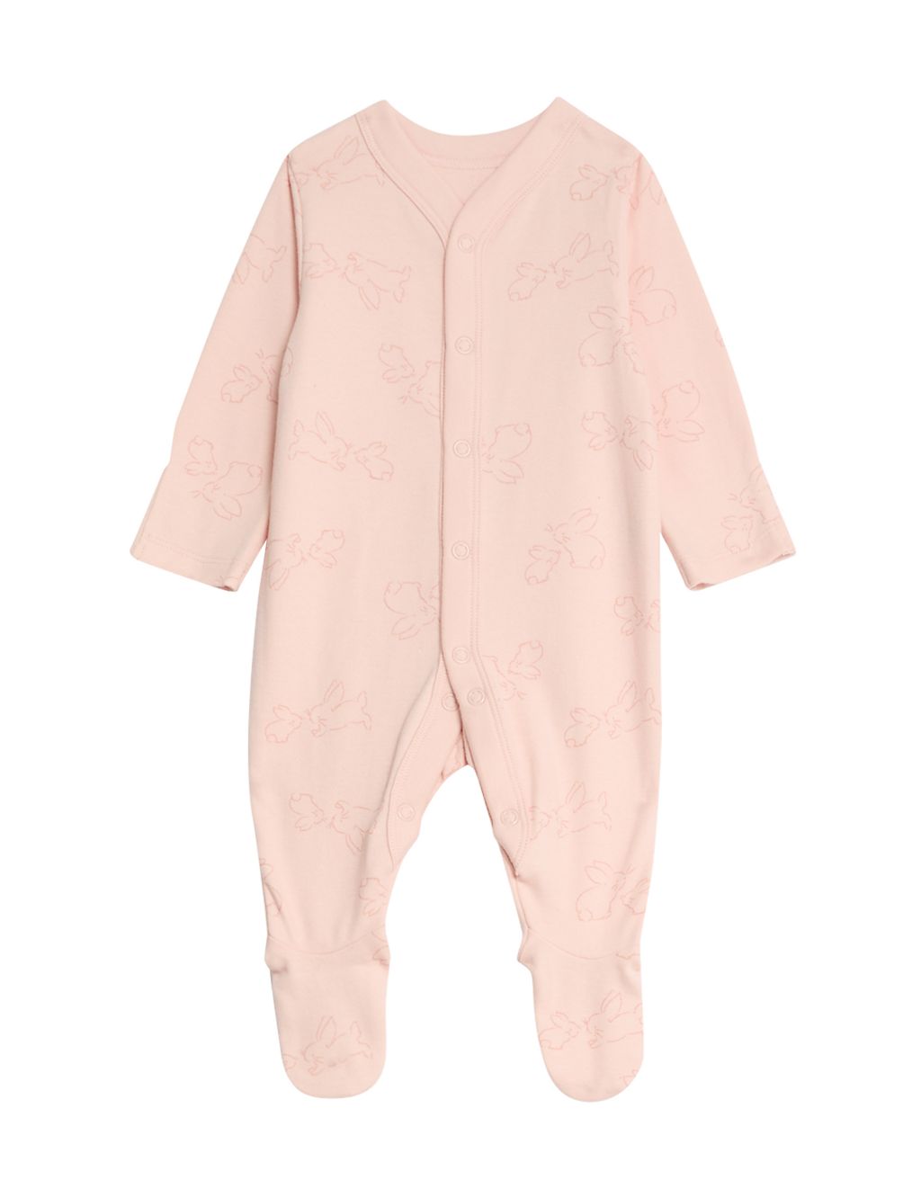 3pk Pure Cotton Bunny & Striped Sleepsuits (5lbs-3 Yrs) 1 of 4