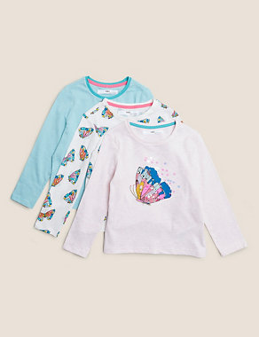 3pk Pure Cotton Butterfly Tops (2-7 Yrs) Image 2 of 5