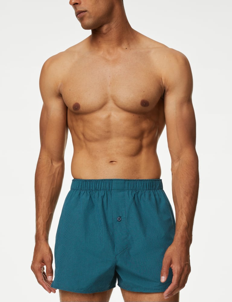 3pk Pure Cotton Checked Woven Boxers M S Collection M S