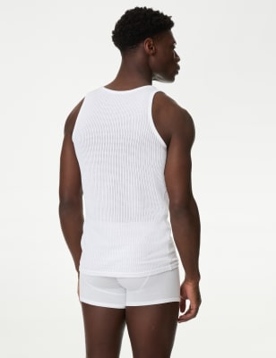 2 Pack Cool & Fresh™ Pure Cotton Ribbed Vests with StayNEW™, M&S  Collection