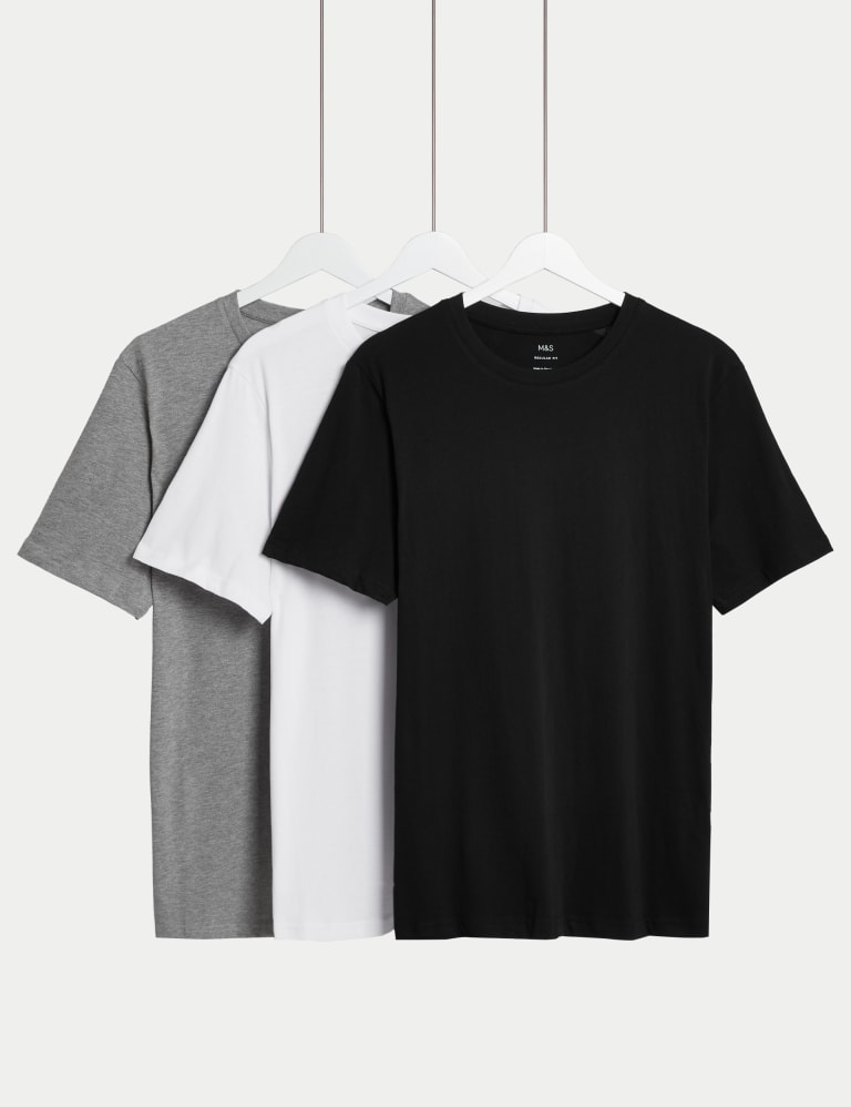 3pk Pure Cotton Crew Neck T-Shirts 1 of 1