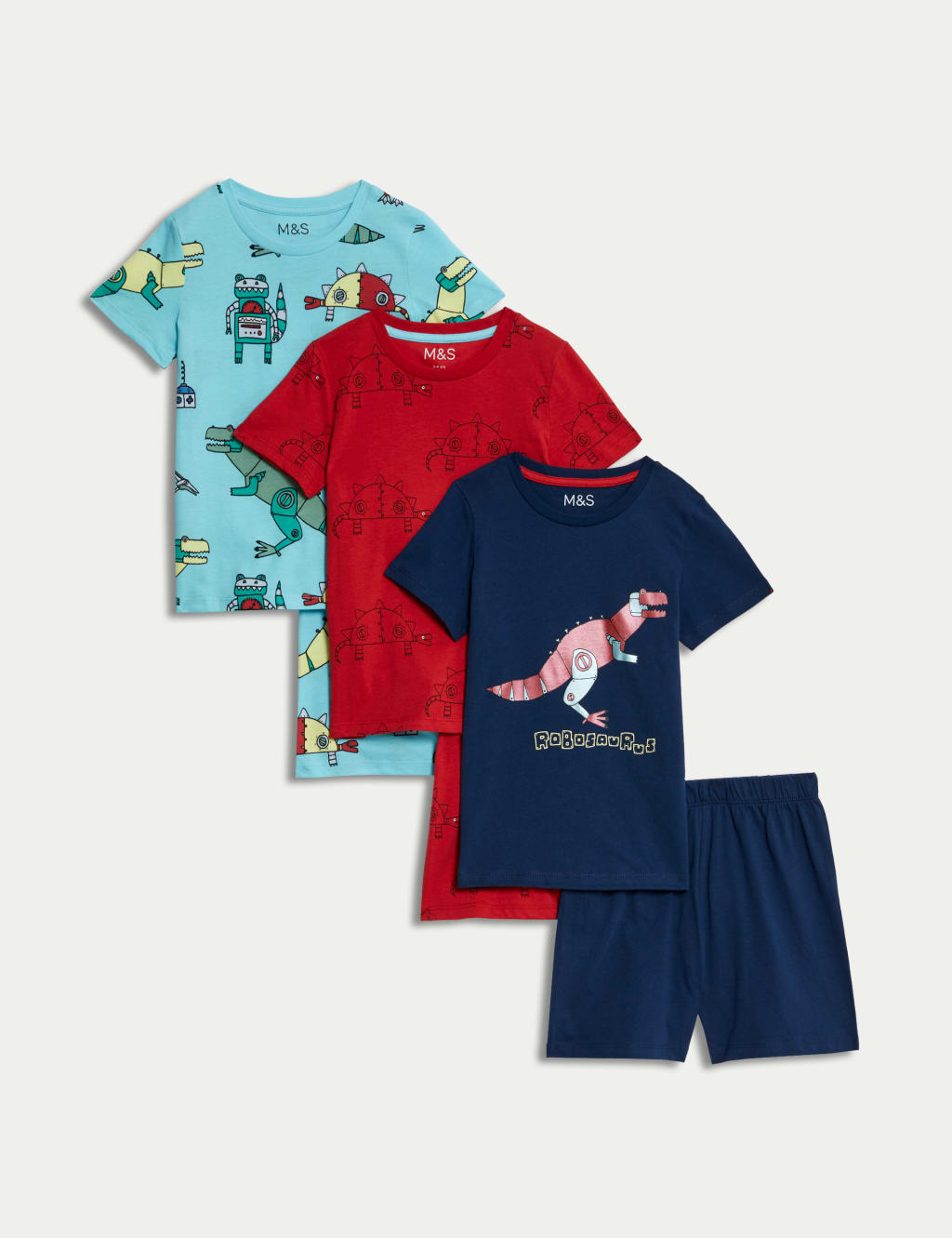 3pk Pure Cotton Dinosaur Pyjama Sets (1-8 Yrs) 1 of 1