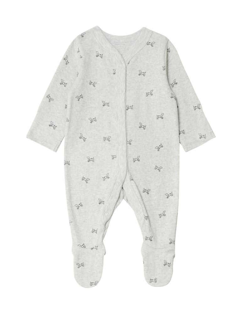 3pk Pure Cotton Dog Striped Sleepsuits 5lbs 3 Yrs