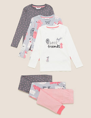 3pk Pure Cotton Dog Print Pyjama Sets (1-7 Yrs) Image 2 of 6