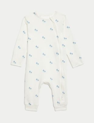 3pk Pure Cotton Floral & Striped Sleepsuits (0-3 Yrs) Image 2 of 5