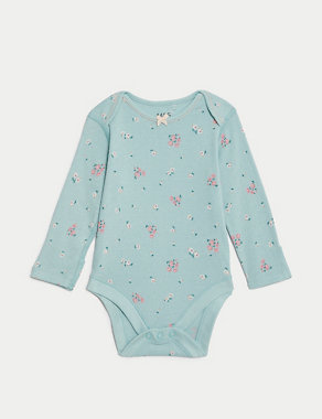 3pk Pure Cotton Floral Bodysuits (6½lbs-3 Yrs) Image 2 of 5