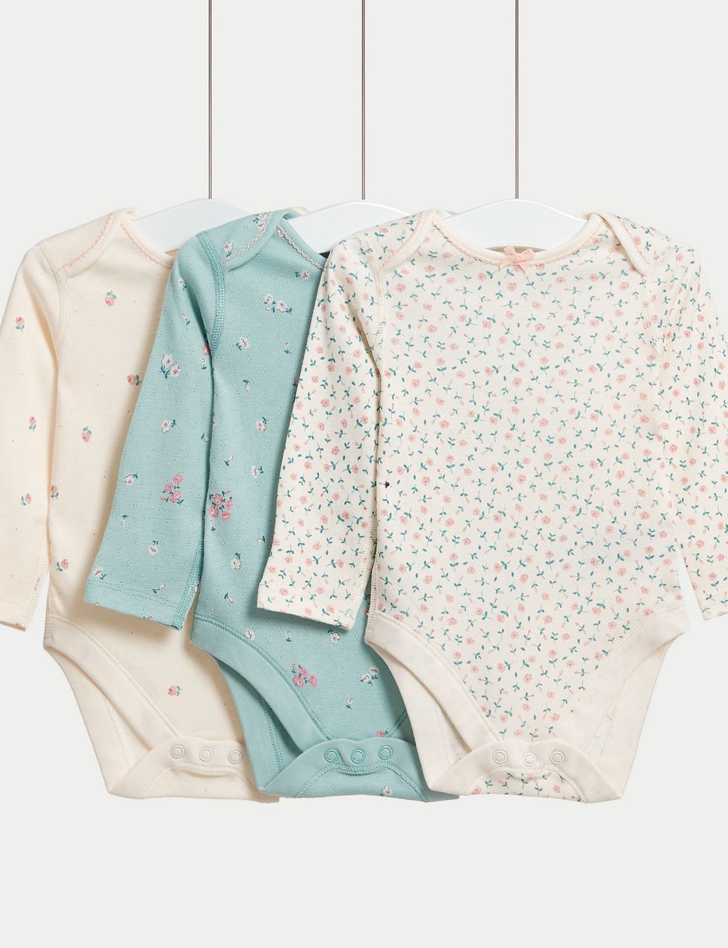 3pk Pure Cotton Floral Bodysuits (6½lbs-3 Yrs) 3 of 5