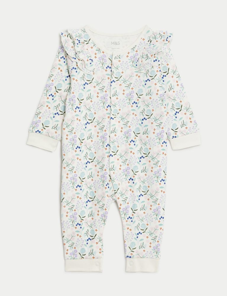 3pk Pure Cotton Floral Sleepsuits (6½lbs - 3 Yrs) 2 of 5