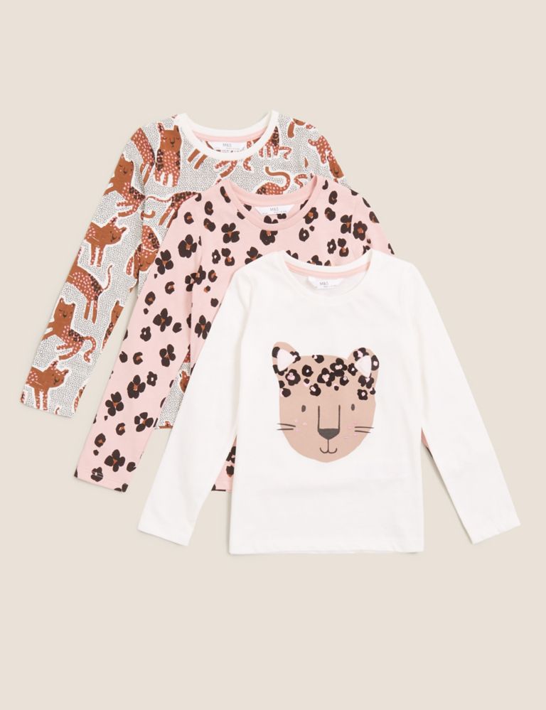 3pk Pure Cotton Leopard Print Tops | M&S