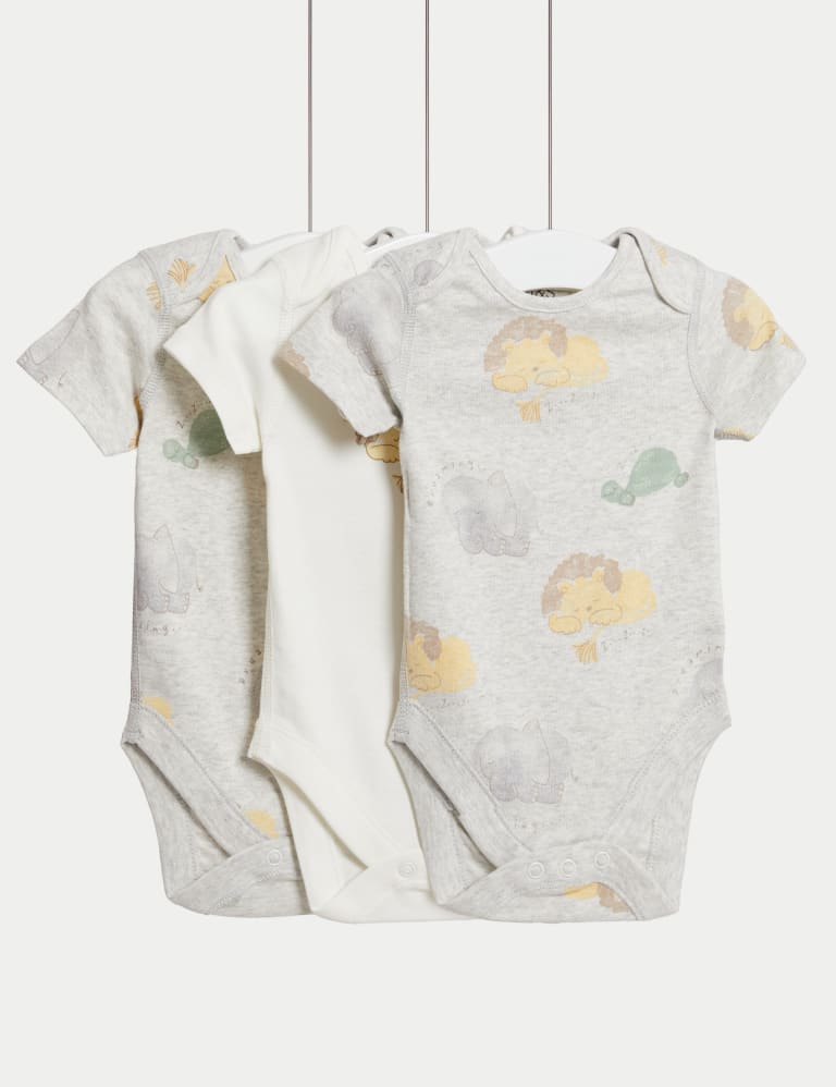3pk Pure Cotton Lion Bodysuits 0 3 Years