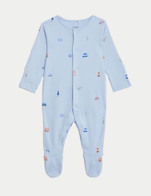 3pk Pure Cotton London Sleepsuits (6½lbs-3 Yrs) Image 2 of 5
