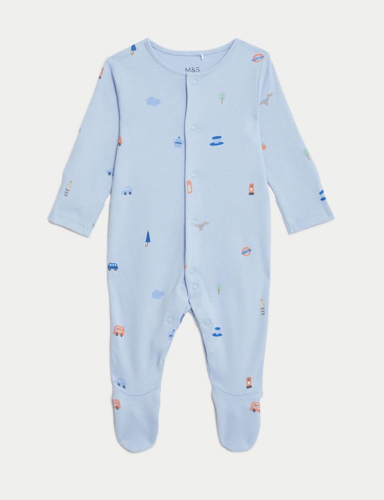 3pk Pure Cotton London Sleepsuits (6½lbs-3 Yrs) 2 of 5