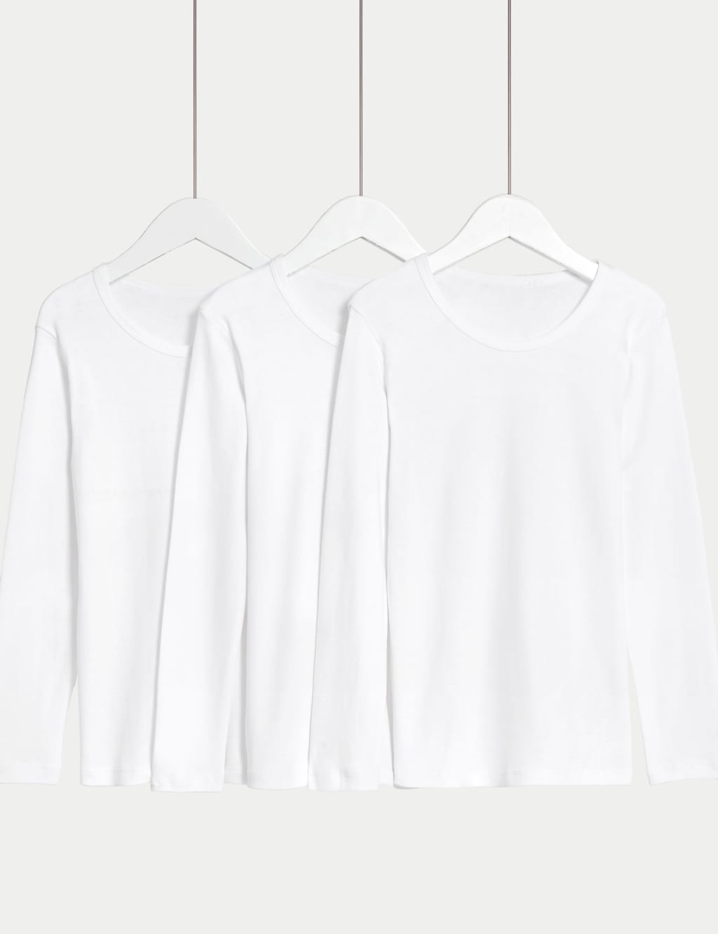 3pk Pure Cotton Long Sleeve Vests 2 14 Yrs M S Collection M S