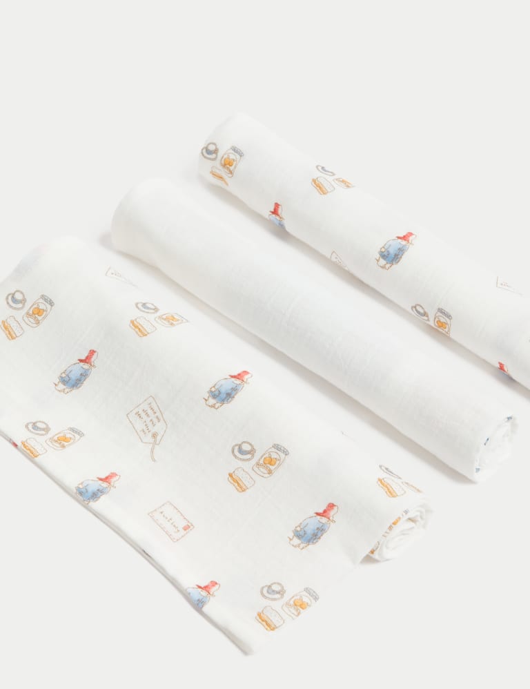 3pk Pure Cotton Paddington™ Muslin Squares 1 of 2