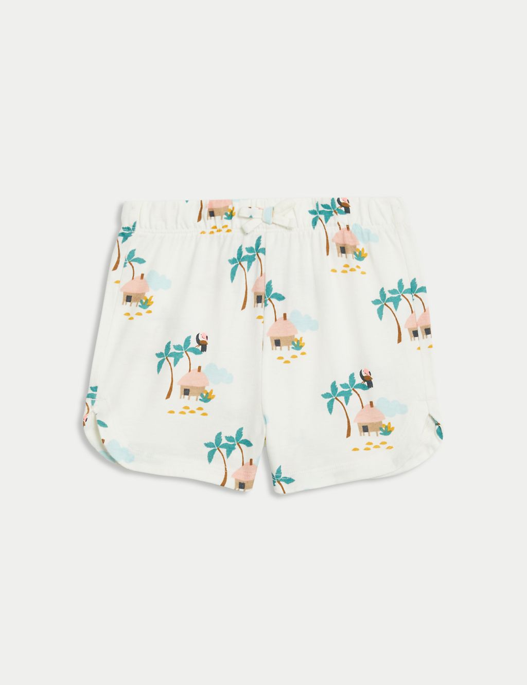 3pk Pure Cotton Palm Tree Broderie Shorts (0-3 Yrs) 1 of 4