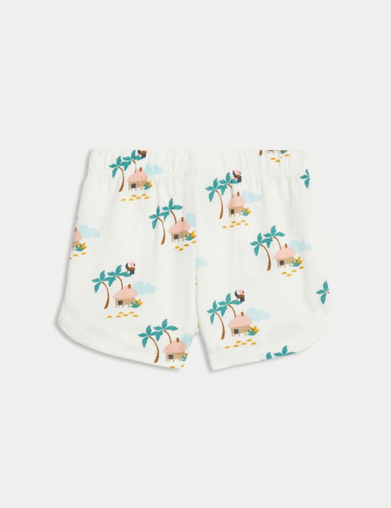3pk Pure Cotton Palm Tree Broderie Shorts (0-3 Yrs) 3 of 4