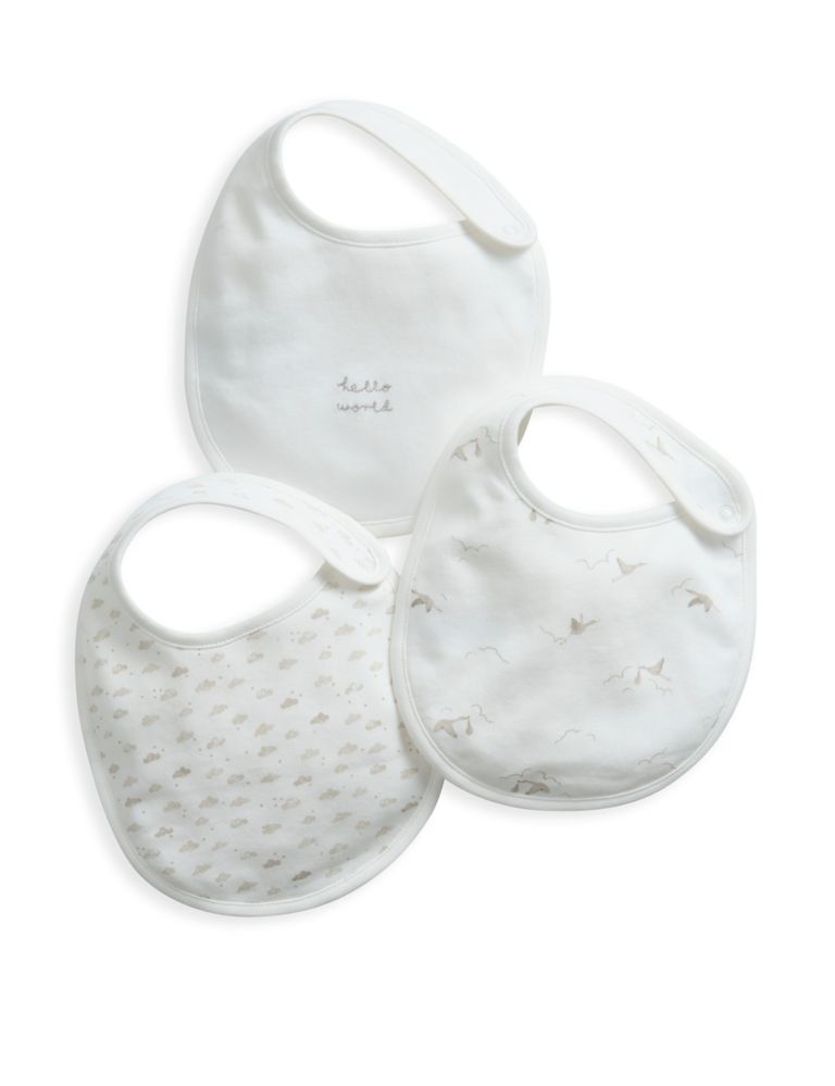 3pk Pure Cotton Patterned Dribble Bibs 1 of 1