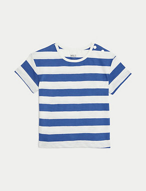 3pk Pure Cotton Plain & Striped T-Shirts (0-3 Yrs) Image 2 of 4