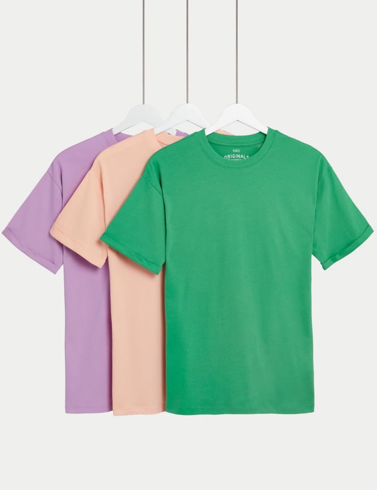 3pk Pure Cotton Plain T-Shirts (6-16 Yrs) 1 of 1