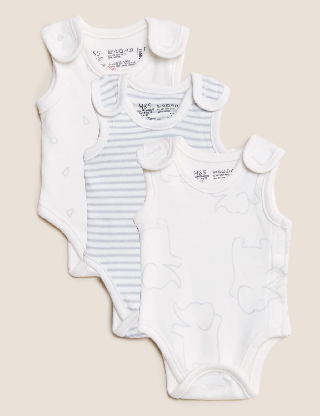 3pk Pure Cotton Premature Bodysuits (3lbs-4lbs) 3 of 8