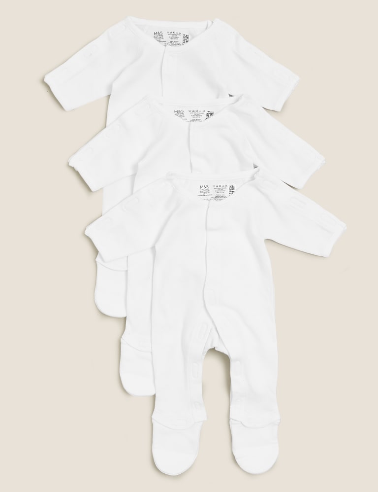 3pk Pure Cotton Premature Sleepsuits 3lbs 4lbs
